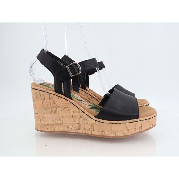 Born BOC Corrie Platform Wedge Sandals Womens Size 11 M Black Vegan Buckle Shoes - Picture 2 of 11